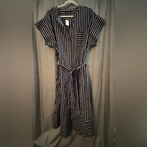Banana Republic- Striped navy and grey dress